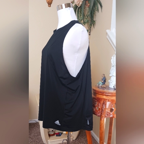 Adidas Running Prime Green Tank With Reflective Sripe On The Back. Black L EUC - Picture 4 of 9